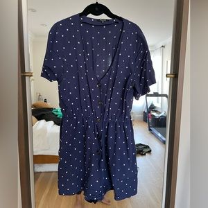 Madewell button front blue romper